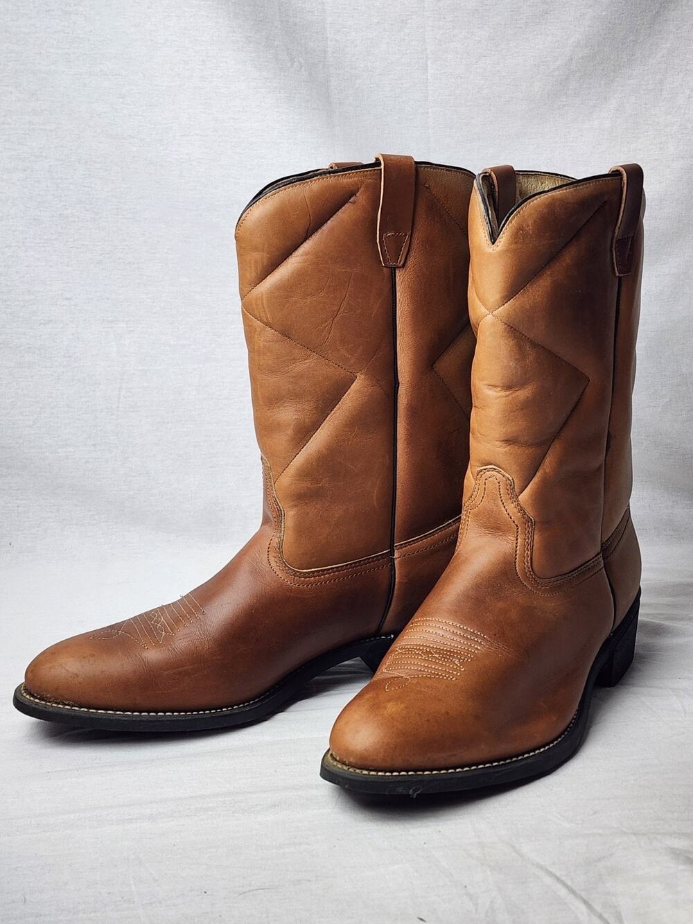VINTAGE Mens Size 14 D 1965 Wolverine Brown Leather Cowboy Western Boots